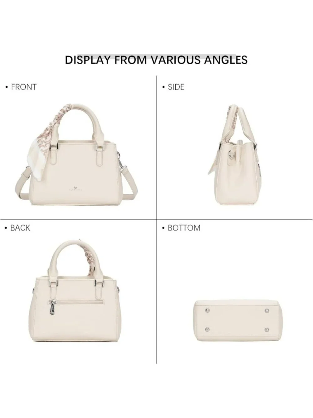 Chic Small Top-Handle Bag for Women, Vegan Leather Satchel with Detachable